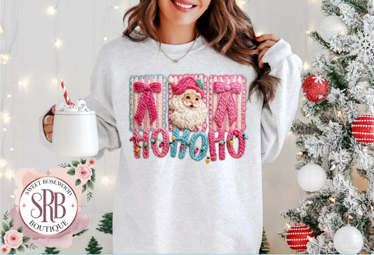 Santa & Bows Full Color Screen Print Transfer