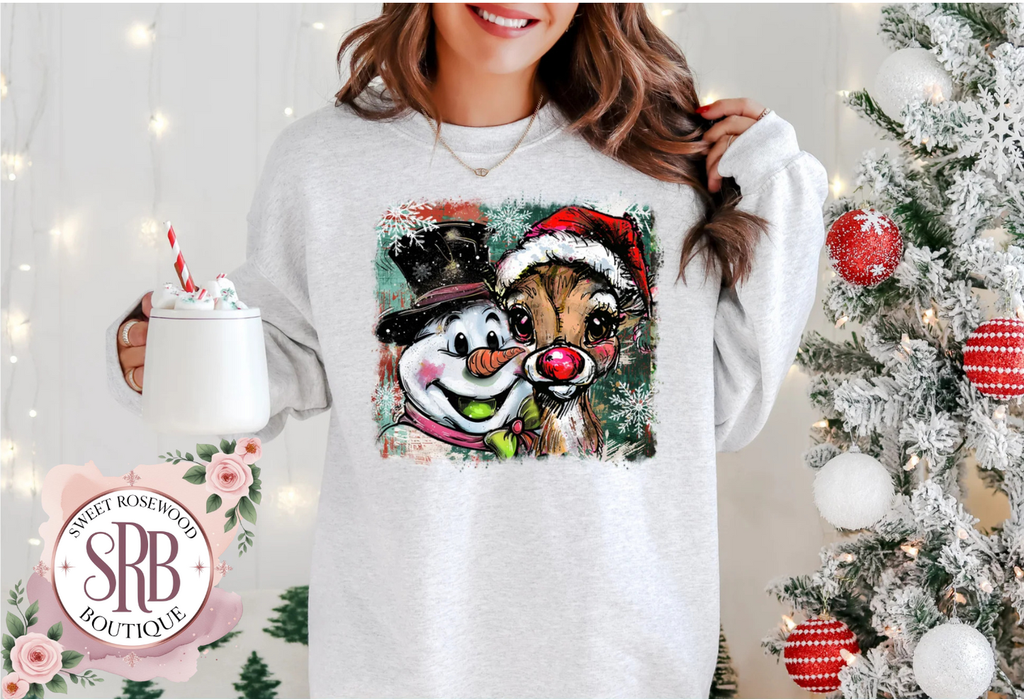 Snowman & Red Nose Full Color Screenprint Transfer