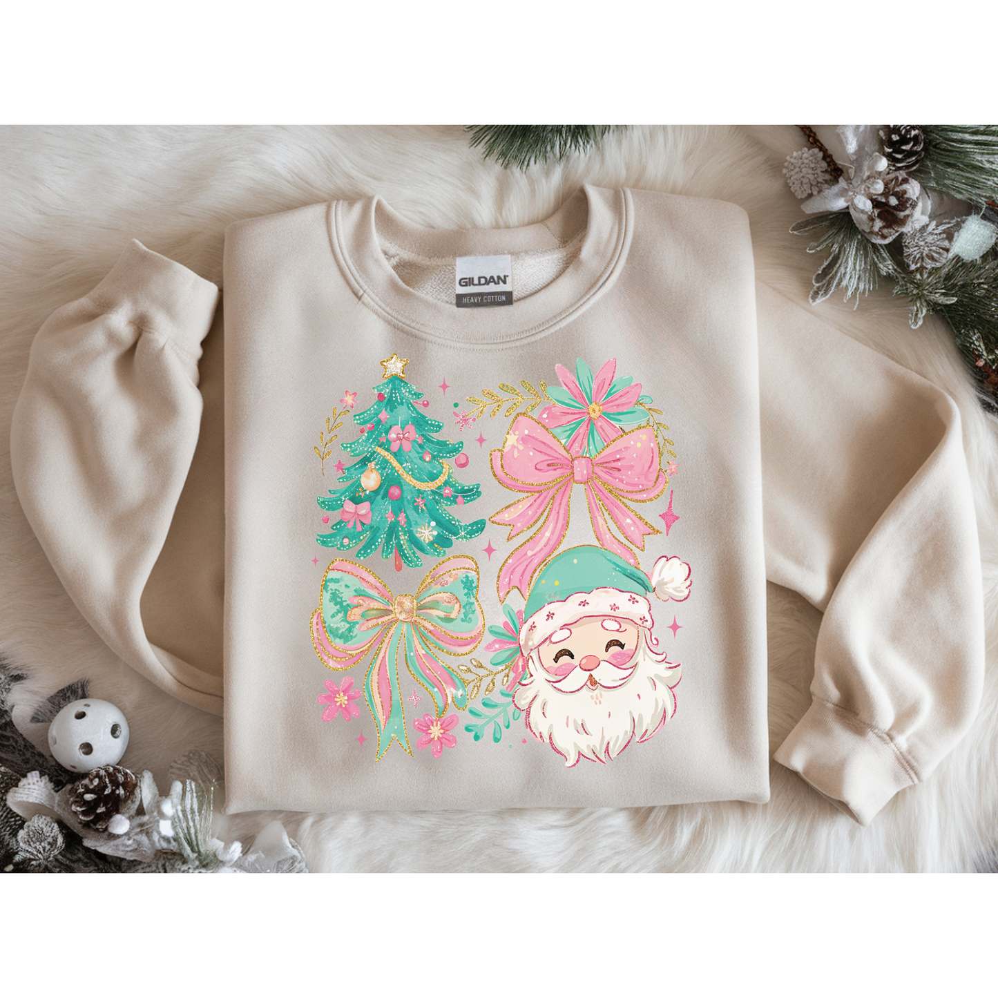 Pastel Santa Christmas Tree Coquette