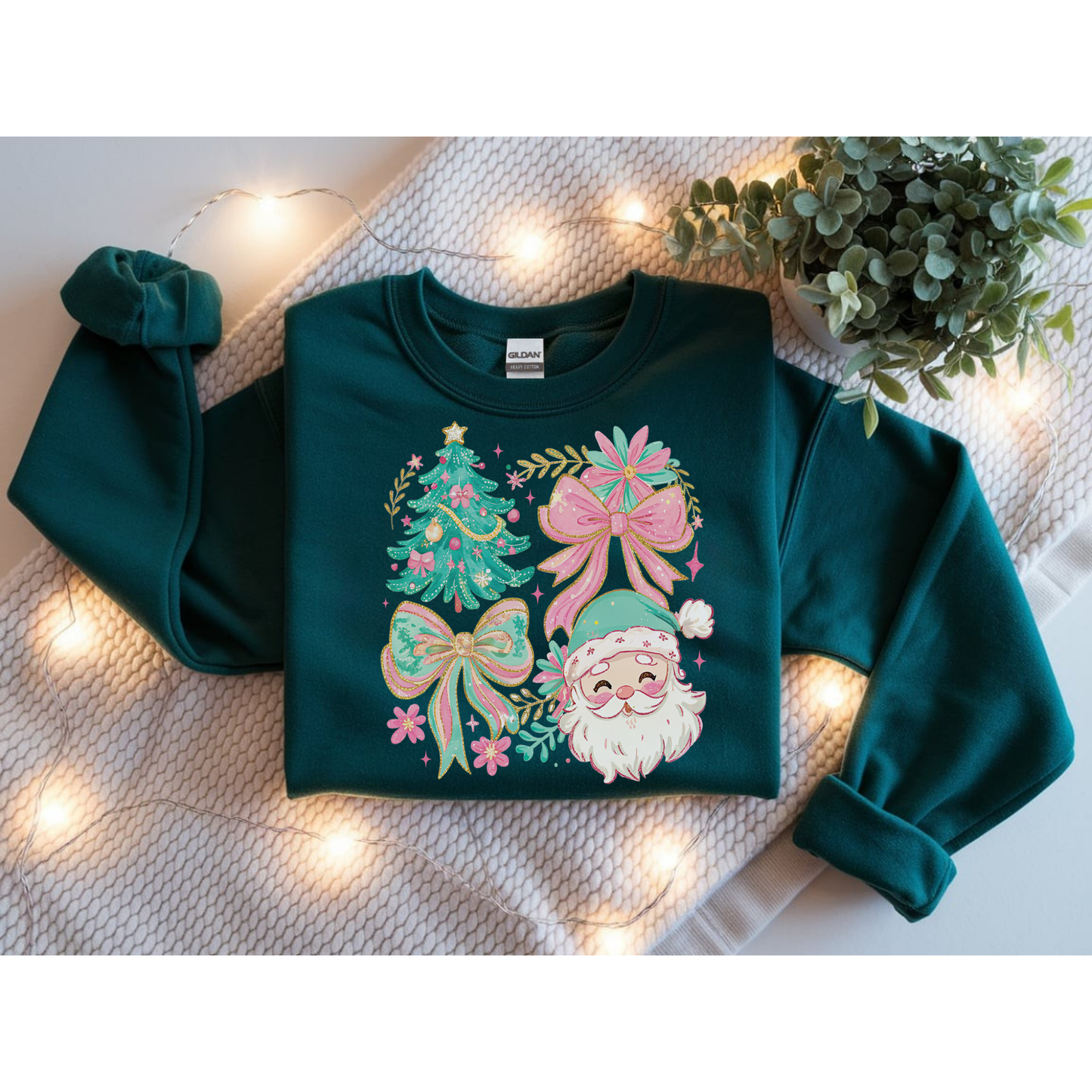 Pastel Santa Christmas Tree Coquette