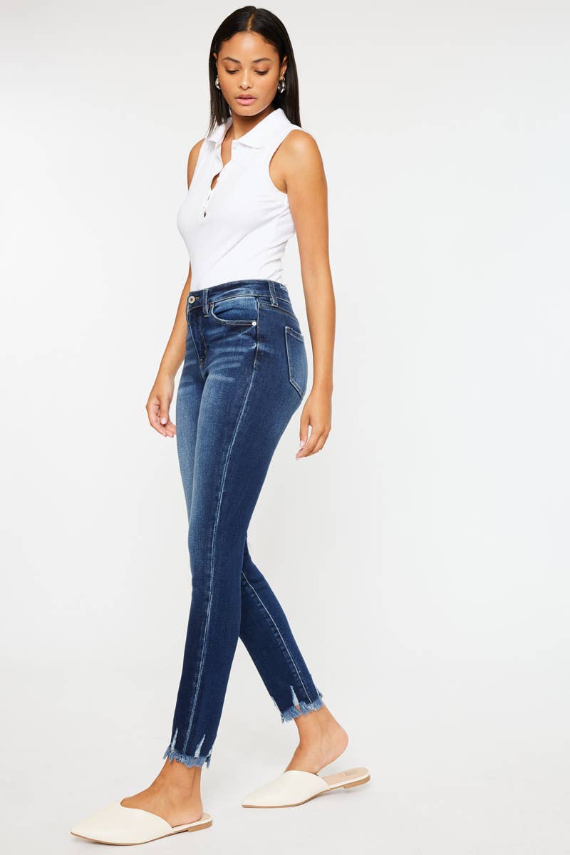 KanCan High Rise Fray Hem Skinny Jean