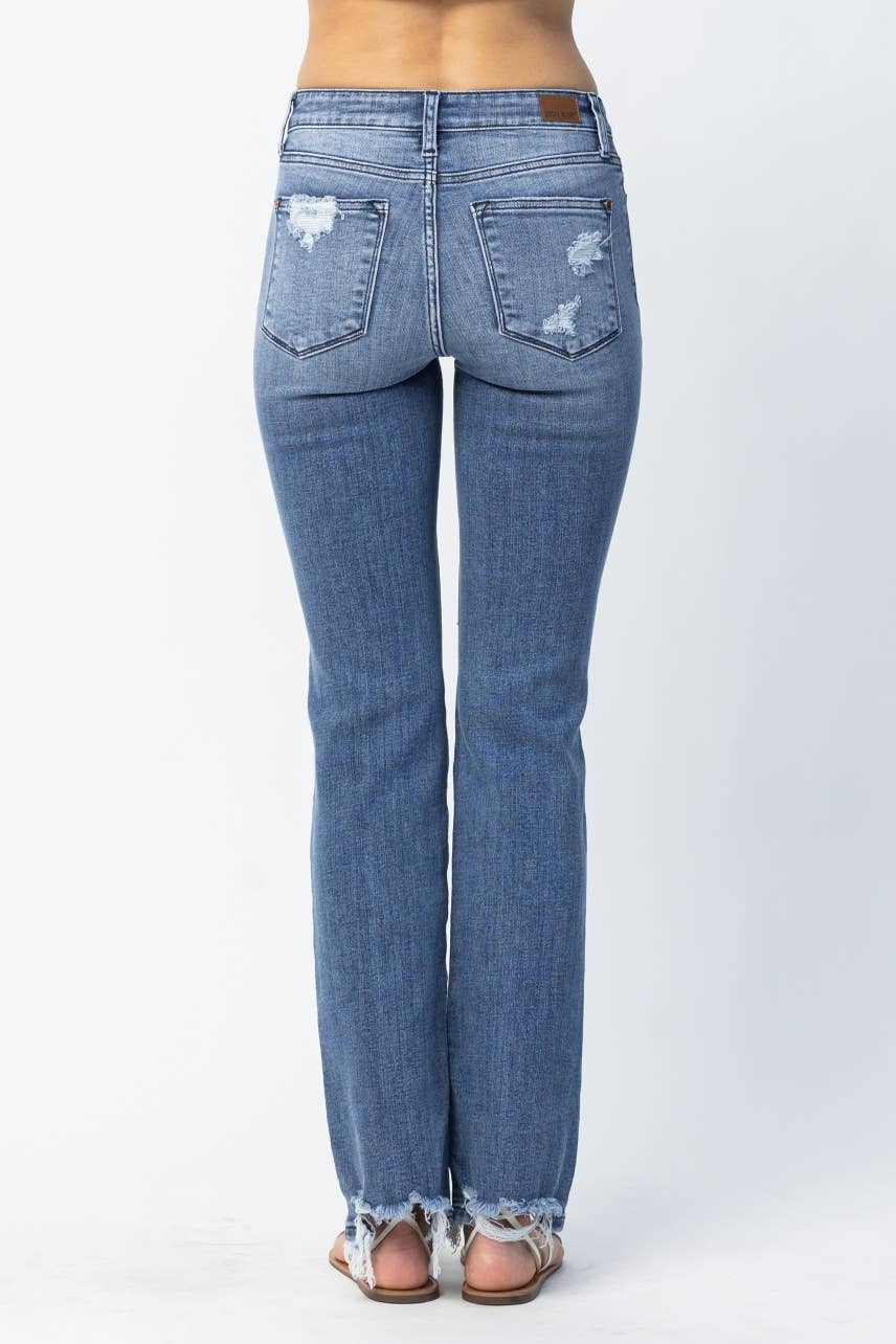 Judy Blue Distressed Mid Rise Straight