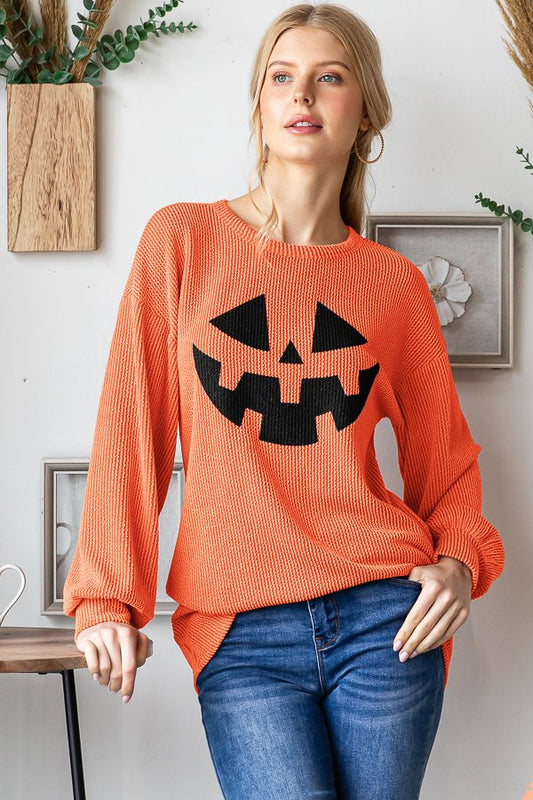 Pumpkin Waffle Knit Pullover